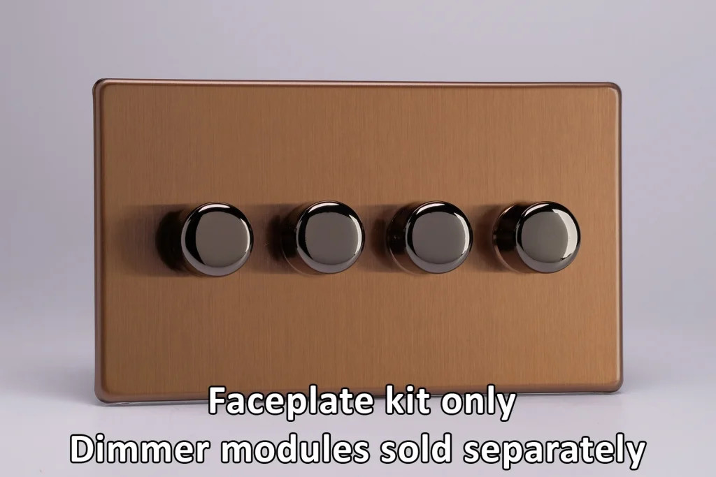 Dimmer Bronze Matrix Faceplate Kit Urban Screwless Brushed 4-Gang Varilight