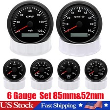 6 Gauge Set 85mm Black Gps Speedometer 120mphtacho52mm Temp Fuel Oil Volt Us 6 Gauge Set 85mm Black Gps Speedometer 120mphtacho52mm Temp Fuel Oil Volt Us