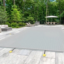 8-24ft Gray Rectangle Inground Pool Cover Winter Swimming Pool Cover for Home