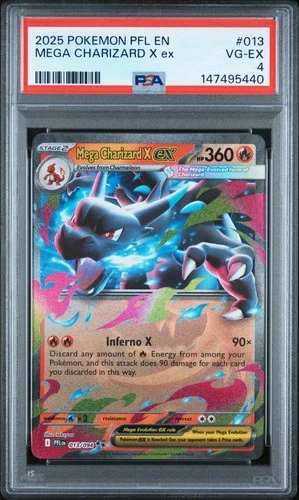 2025 POKEMON PFL EN-PHANTASMAL FLAMES #013 MEGA CHARIZARD X EX PSA 4