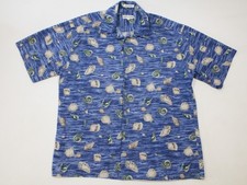 Pierre Cardin Large Seashell Print Hawaiian Button Up Short Sleeve Cotton Shirt