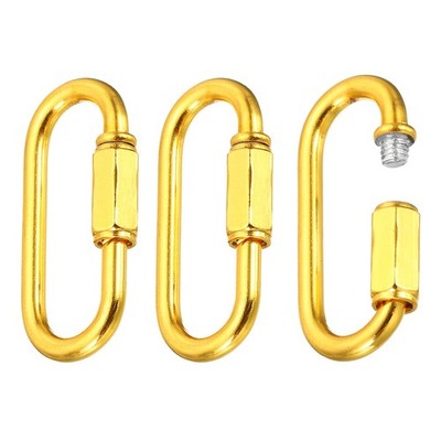 3pcs Chain Connector 5mm Oval Shape Quick Link Screw Lock Clips Gold