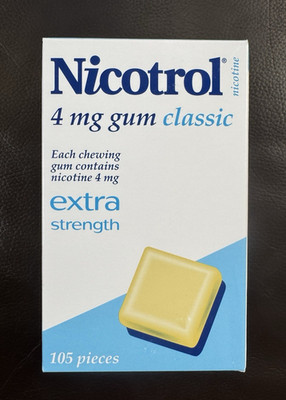 Nicotrol Nicotine Gum 4mg CLASSIC 105 pieces 4 Boxes/ 420 Pieces - Exp 06/2027