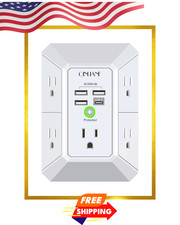5 Outlet Extender Surge Protector Multi Plug Wall Adapter USB Charger Ports with