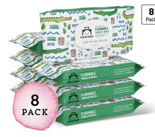 Mama Bear Flushable Toddler Wipes, Fragrance Free Hypoallergenic, 8 Pack