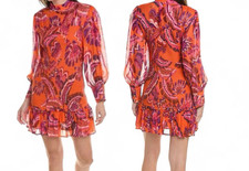 NWT Farm Rio Chevron Forest Orange Mini Dress Size XS