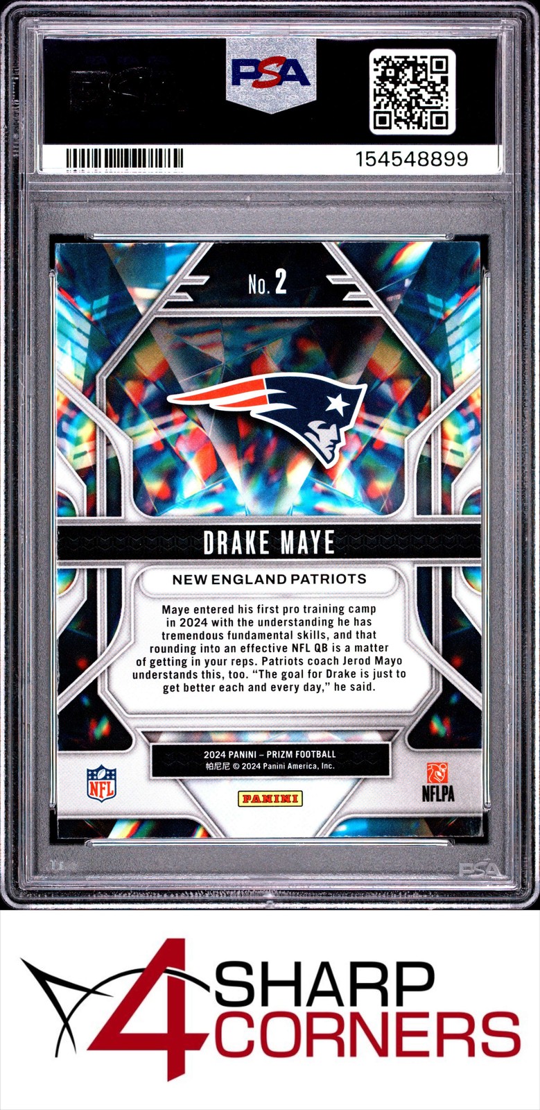 2024 PANINI PRIZM PRIZMATIC #2 DRAKE MAYE RC PATRIOTS PSA 10 view 2