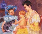 Children Playing With a Cat, Mary Cassatt, Wall Decor Home Art Print 11" x 14"