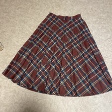 vtg womens Academia Wool Plaid Circle Skirt Sz 7/8 Below Knee Pockets 70s 1
