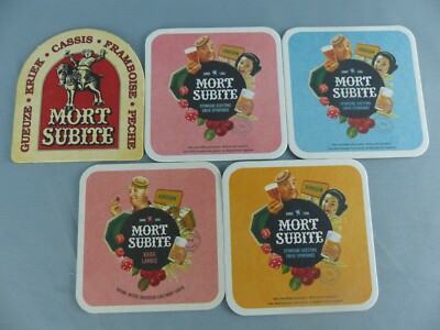 Lot of 5 Different SUB BOCK SUDDEN DEATH Mats Bierviltje Bierdeckel D98