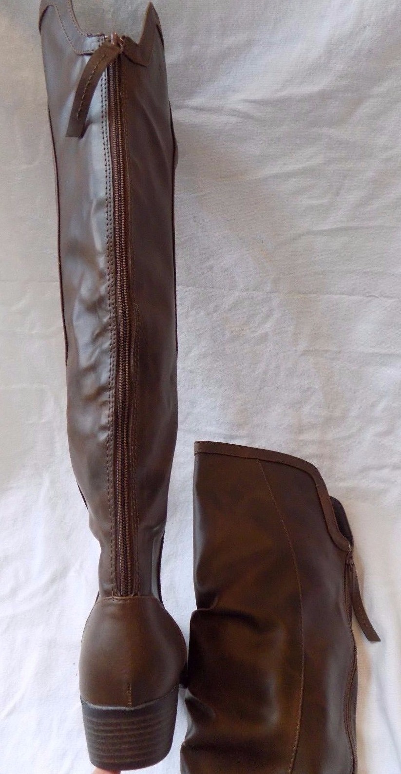 Mudd Highland Brown Fx Leather Women Over Knee High Block Heel Boot Shoe 6 $100 image 7
