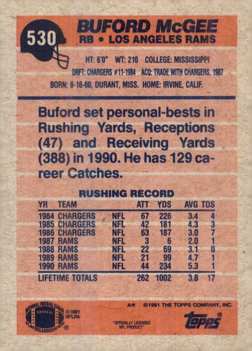 S8R1: 1991 Topps Football Card #s 321-602 - Picture 331 of 441