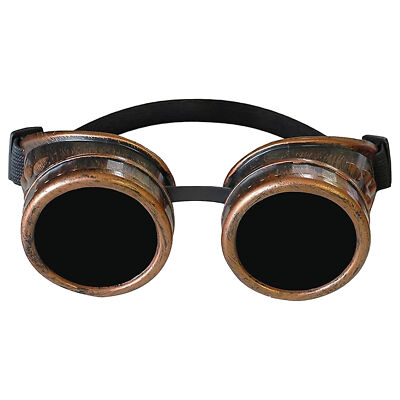 BRONZE STEAMPUNK BRILLE MIT SCHWARZEN GLÄSERN KOSTÜMZUBEHÖR