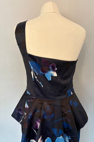 Jane Norman One Shoulder Peplum Floral Midi Dress Size 12 T2940 ZS108 - Picture 5 of 8
