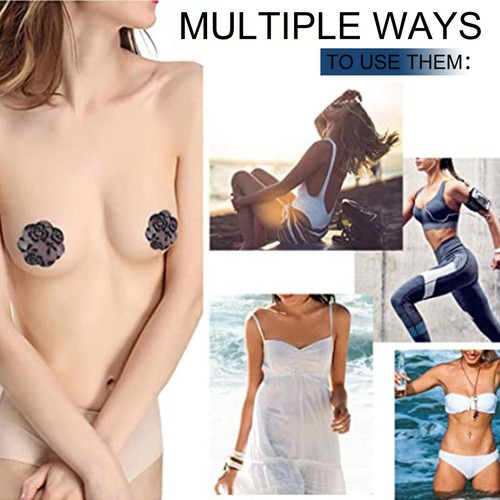 Breast Nipple Cover Self Adhesive Satin Bra Tape Pads Pasties Enhancer Stickers - Picture 4 of 21