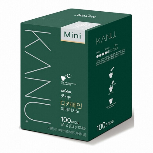 MAXIM KANU Mini Decaffeine Roasted Korean Instant Americano Coffee 100 sticks - Picture 2 of 3