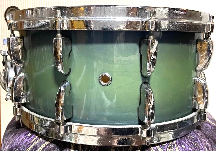 Pearl Classic Maple Snare Drum Green 14"x6.5" Made in Japan - Image 2 of 3