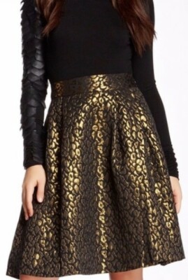 Gracia BLACK-GOLD Brocade Skirt Sz: L (8-10 US) -- $159 now $69.99