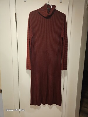 knee length dresses for ladies Burgundy Black Winter Knit Sweater Belt Midi Dress main image 1