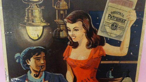 PETROMAX ALEMANIA LÁMPARAS LINTERNAS ILUMINACIÓN CARTÓN GRIEGO CARTEL PUBLICITARIO AÑOS 60 - Imagen 4 de 9