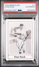 1978 GRAND SLAM #11 STAN HACK POP 8 PSA AUTHENTIC DNA AUTO