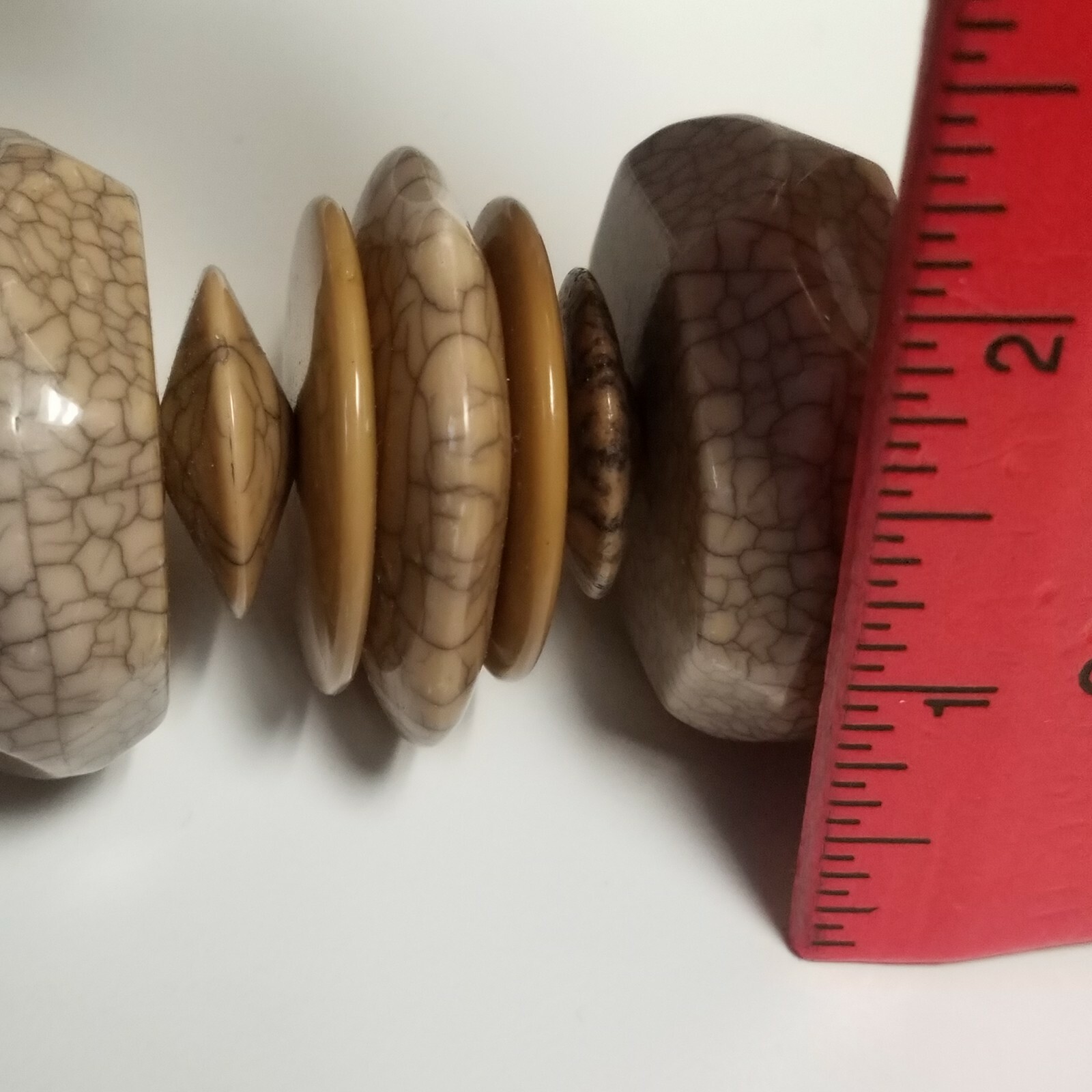 Large chunky statement necklace neutral resin gra… - image 11