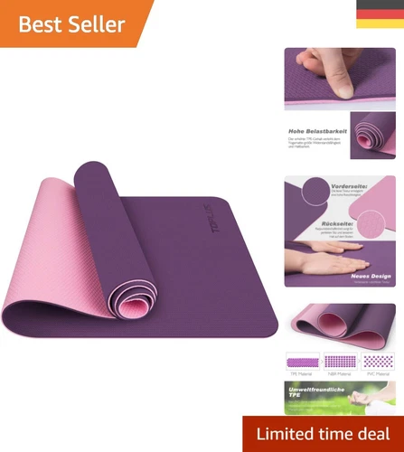 Bequeme und Rutschfeste Yogamatte 183x61cm - Ideal für Pilates und Gymnastik