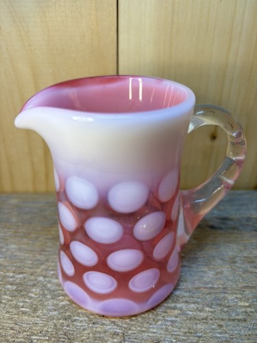 Unique CRANBERRY Color Fenton Reverse Coin Dot Creamer 4 Inches Tall - Picture 8 of 13