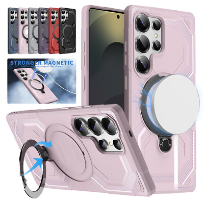 For Samsung Galaxy S25 S24 Ultra S23 FE S22 S21 Magnetic MagSafe Case Ring  Stand