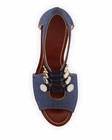 100% AUTH NEW WOMEN LOUBOUTIN ORDONANETTE 160 DENIM PLATFORM WEDGE SANDALS US 9 — photo 4