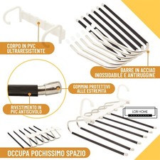 Appendiabiti Pantaloni Salvaspazio - 4 Ganci Vellutati, Grigi, Fino 5kg, Organizza Armadio - Foto 4