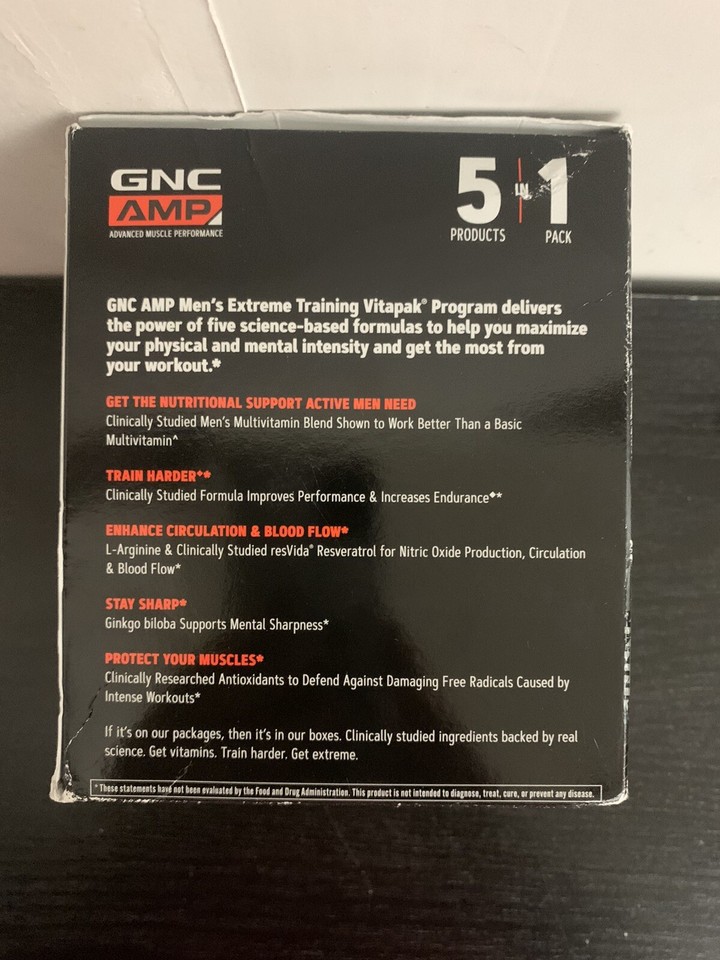 Gnc Amp Men's Extreme Training Vitapak Program Endurance Support eBay