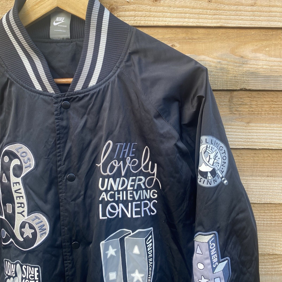 2009 Nike x Parra Varsity Jacket - L - Black White Grey Grailed