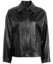 Topshop Boutique Leather Shirt Biker Jacket In Black Size Uk 8 / Us 4