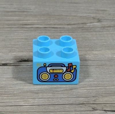 1x Lego Duplo Construction Light Blue Printed On Boom Box Radio