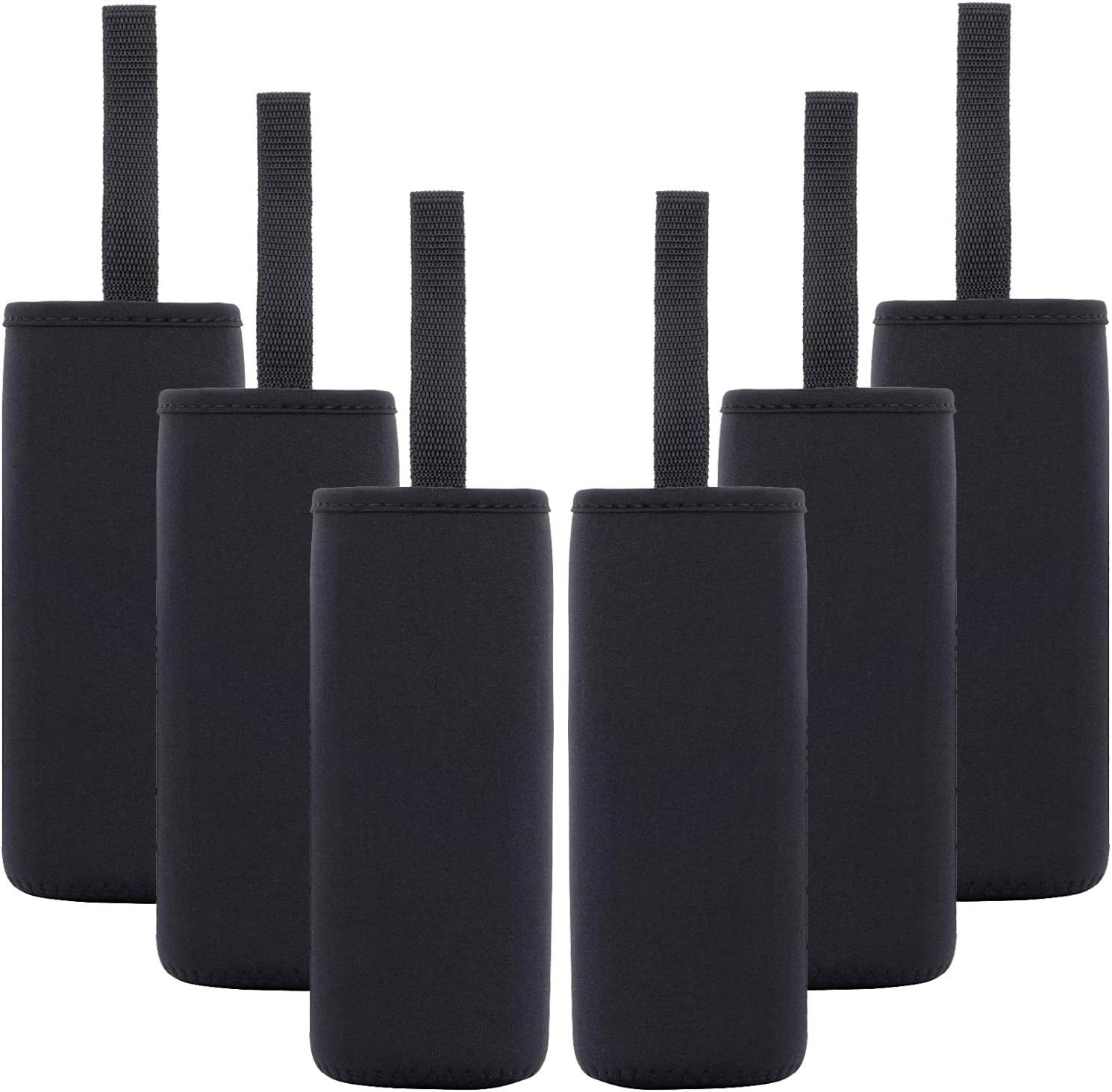 6 Pack Neoprene Water Bottle Sleeves Insulator Cooler Coolies Collapsible Nylon 