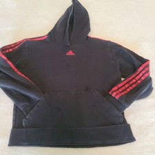 Adidas Boys Youth Extra Large Black Red Trim Hoodie Sweatshirt