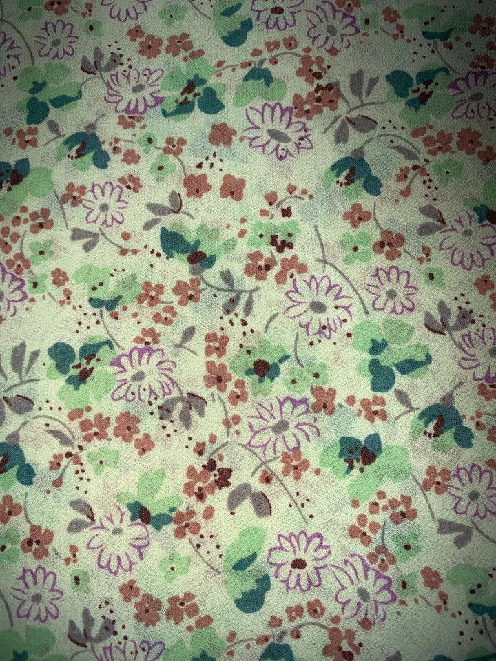 Tissu vintage rétro crèpe mousseline fleurie larg 130 cm x H 240 cm réf B26 - Photo 2/4