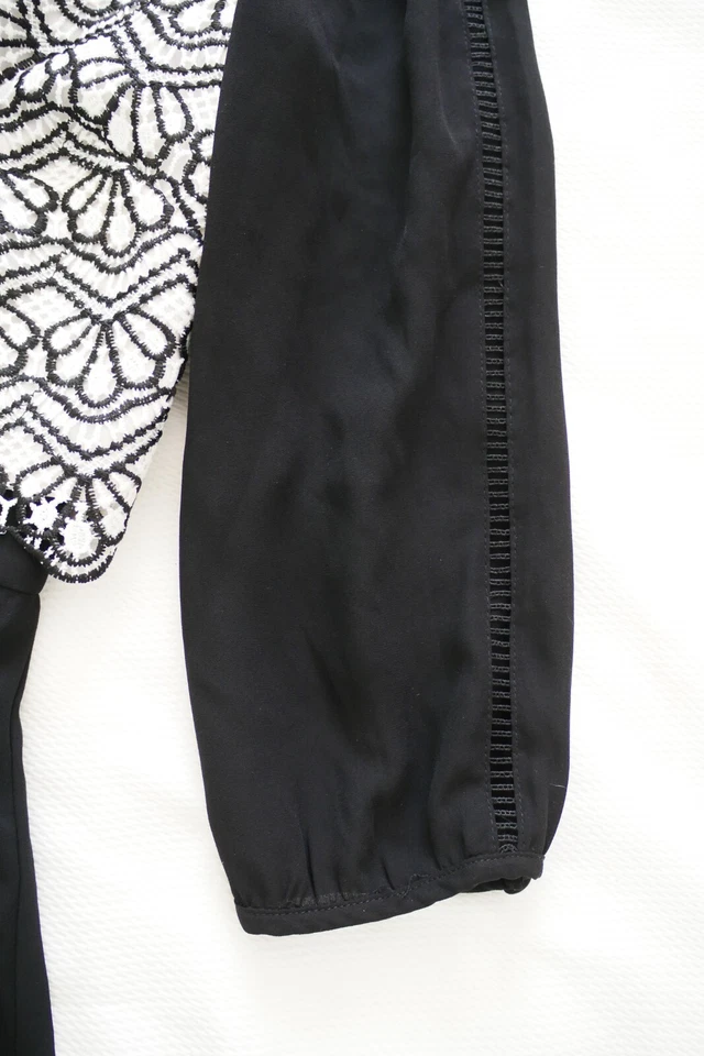 REVIEW Black White Lace Overlay PLAYSUIT Size Aus 6 Romper Desk to Dinner - image 3 of 4