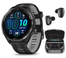 Garmin Forerunner 965 Running Smartwatch AMOLED Gray Titanium w/ Black EarBuds