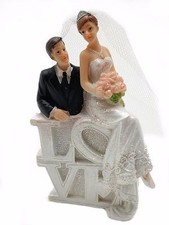 Bride and Groom with Love Sign cake topper