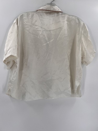 Vintage Victoria's Secret Gold Label elfenbeinfarbenes Pyjama-Oberteil Damen Knopfleiste MEDIUM - Bild 6 von 9