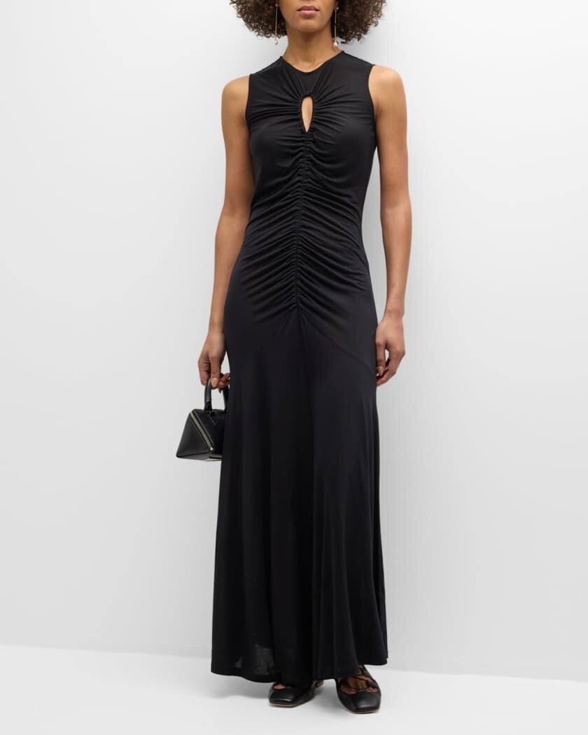chinese dress ladies Keyhole Maxi Dress in Black