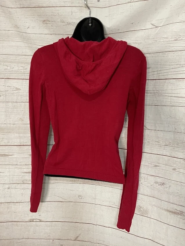 Sudadera con capucha Express elástica con cremallera completa mezcla de algodón vinous para mujer talla XS Foto 3 de 4