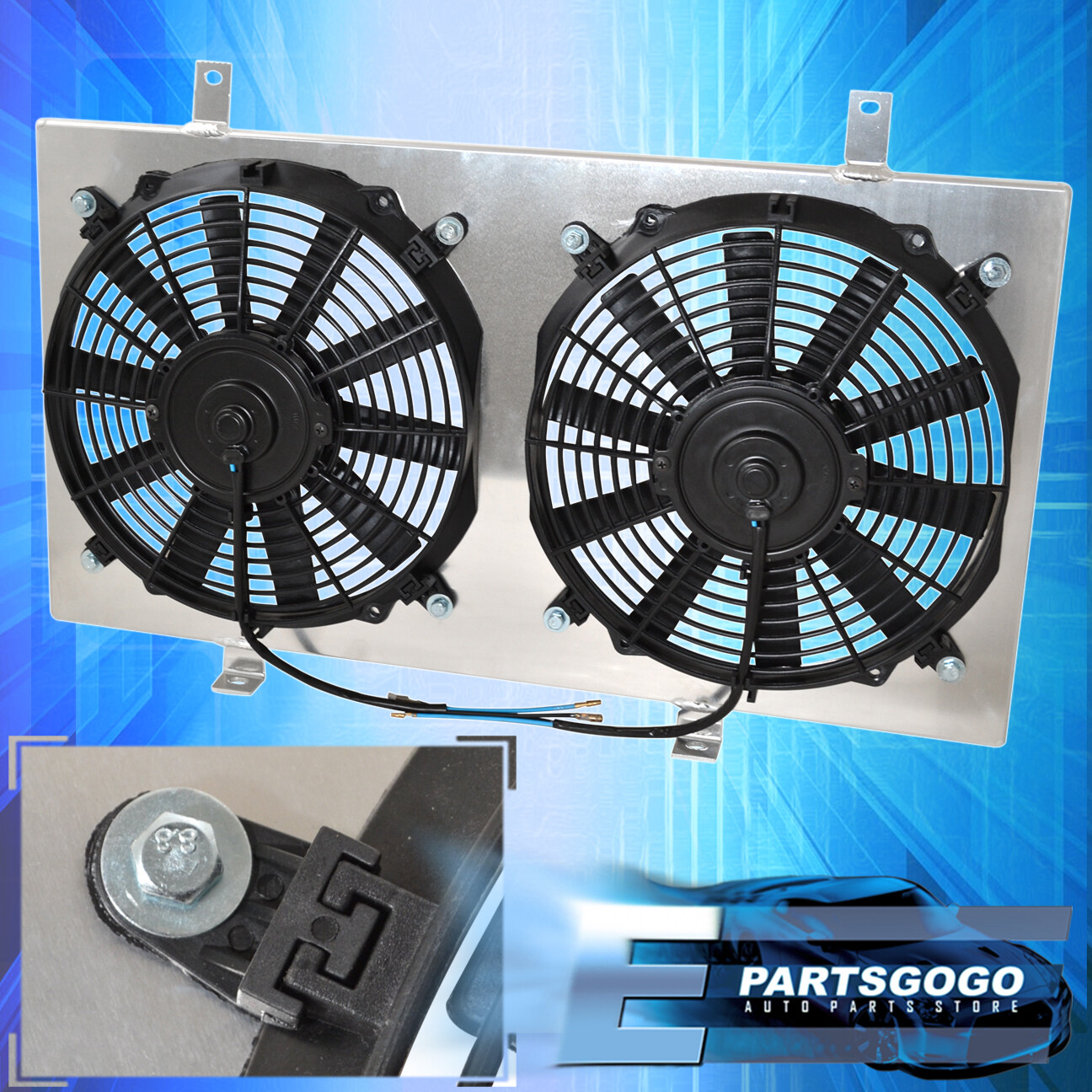 For 8994 Skyline R32 RB20 RB25 Aluminum Cooling Radiator Fan Shroud