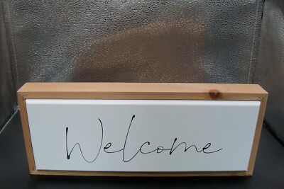 Welcome Wood Block Table Decor 13'' x 5.25'' x 2'' P. Graham Dunn