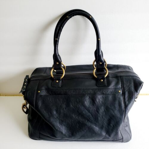 Women's A.B.S. Large Black Leather Handbag Satchel - Picture 1 of 12