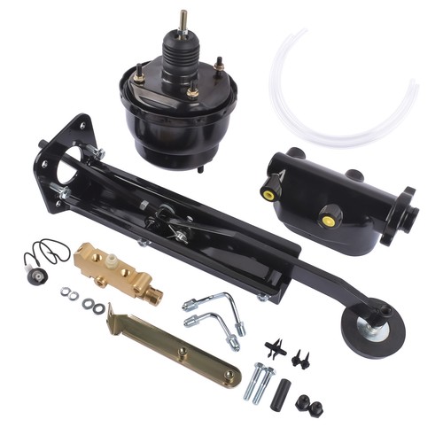 Universal Black Power Brake Pedal Assembly 7" Dual Booster Master Disc Disc Kit - Picture 2 of 16