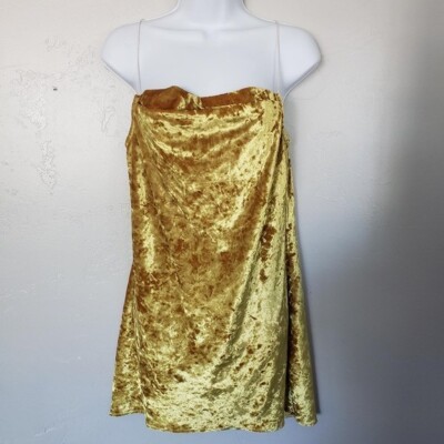 Show Me Your Mumu Women's Small Golden Yellow Crushed Velvet Mini Dress Sexy