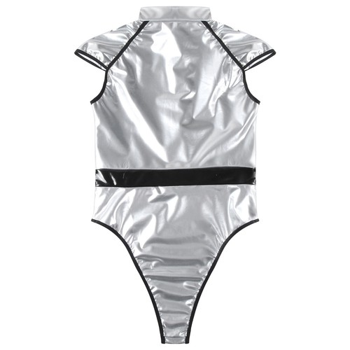 Herren Wetlook Metallic Catsuit Overall mit Handschuhe Stringbody Alien Kostüm - Bild 34 von 49